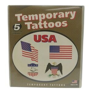 (5) Packs USA Flag Temporary Tattoos 5 Stickers per Pack